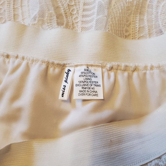 Miss Pinky XL Cream Lace Knee Length Skirt Modest Cottagecore Boho Chic - Picture 3 of 4